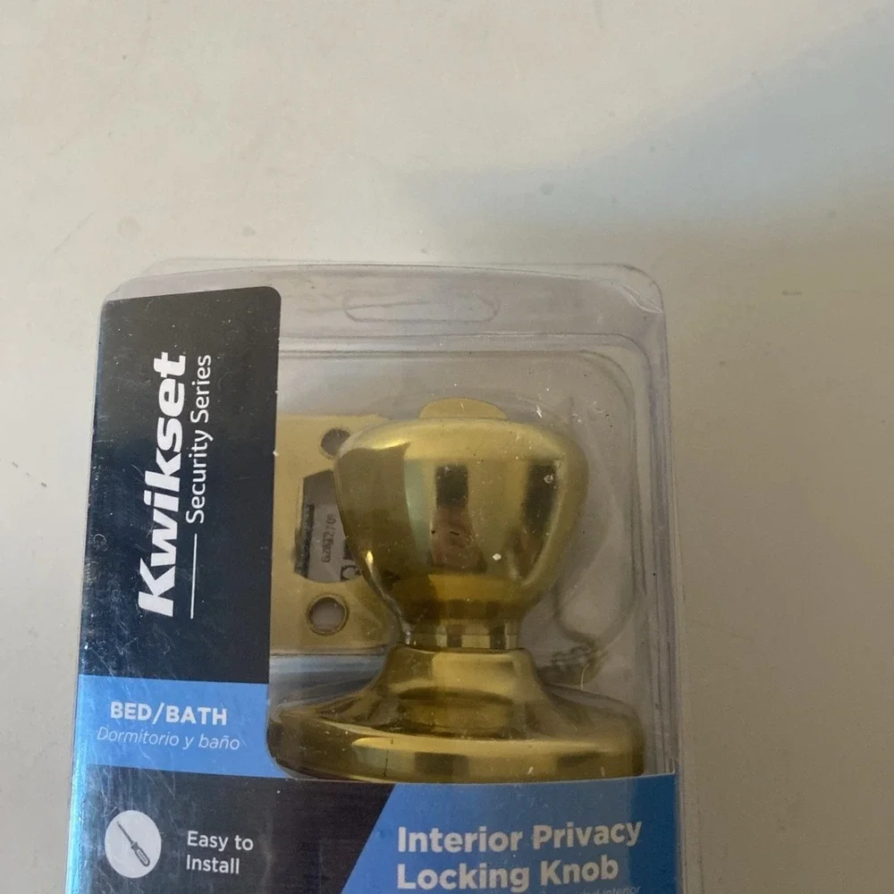 Kwikset Polished Brass Privacy Door Knob Hardware Locking for Bedrooms Bathrooms